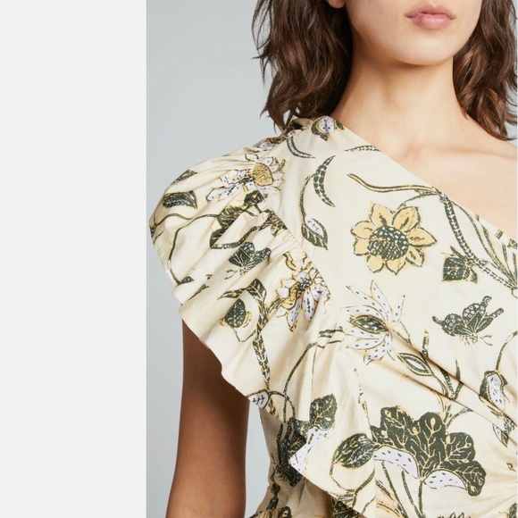 Ulla Johnson Ondine Cotton Poplin One-Shoulder Ruffle Dress Size XL NEW - Picture 5 of 9